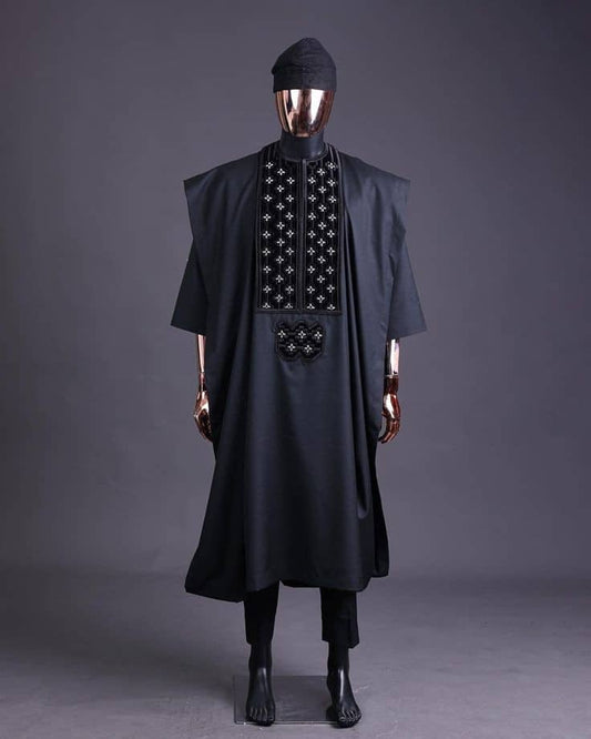 Men’s Premium African Wax Print Agbada and Pant – Event-Ready Three-Piece Set