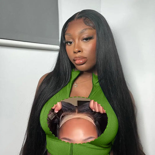 lvmazon Wear and Go Glueless Wigs Human Hair Pre Cut Straight Lace Closure Wigs Human Hair 200 Density HD Lace Front Wigs 6x5 Ready to Wear Glueless Wigs Human Hair Pre Plucked Pre Bleached 24 Inch